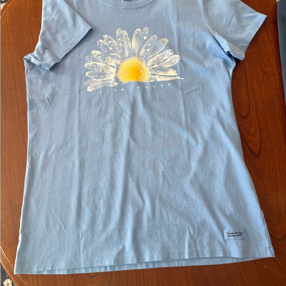 Life Is Good Blue Tee with Daisy Design
